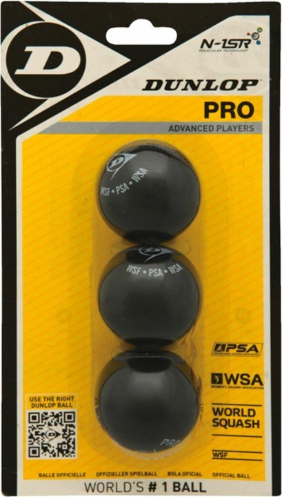 Actual product image Dunlop Squash ball PRO 2YellowDot 3-blister
