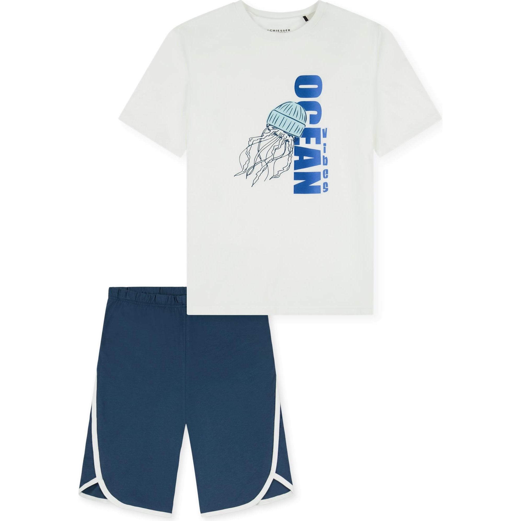 Schiesser, Jungen, Pyjama, Pyjama Organic Cotton, Weiss, (152)
