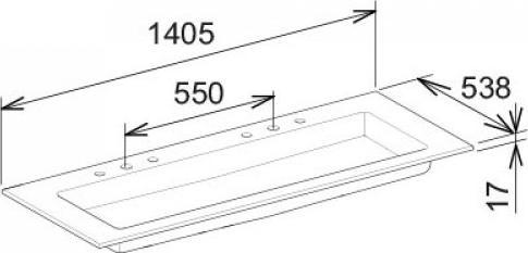 Produktbild Keuco Keramik-Doppelwaschtisch ROYAL 60 1409x17x538mm m 2x3L-Boh we (538 mm, 1409 mm)