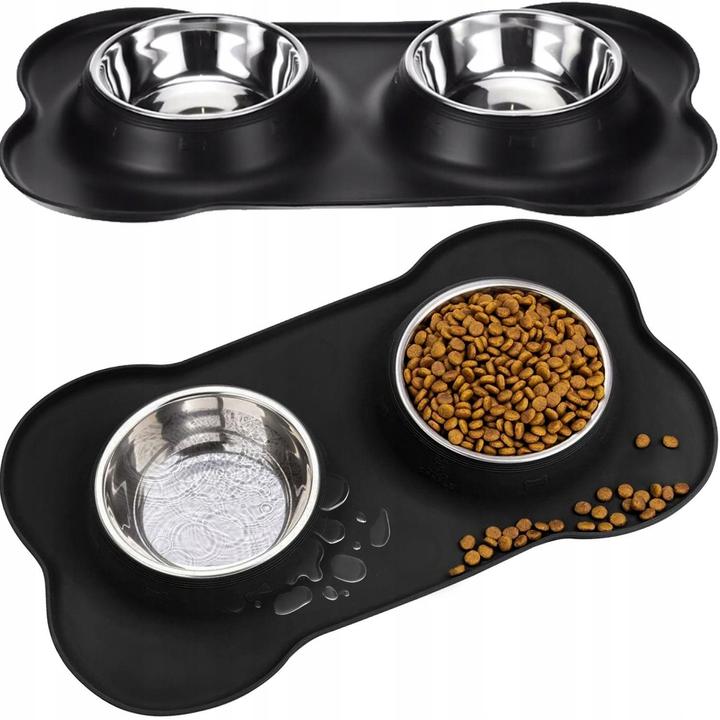 Productafbeelding Purlov Dubbele voerbak voor hond en kat - 2 x 450 ml (0.90 l)