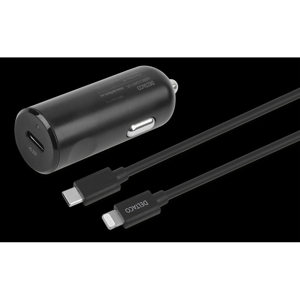 Thumbnail - Deltaco USBC-CAR124 mobile device charger Black Auto, Auto Adapter, Schwarz