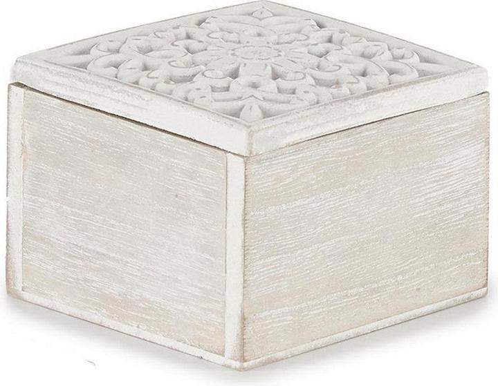 Actual product image Giftdecor square wooden openwork box white