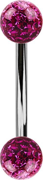 Actual product image Star Piercing Banane silber mit zwei Kristallkugeln fuchsia Epoxy Schutzschicht (without brass, Titanium)