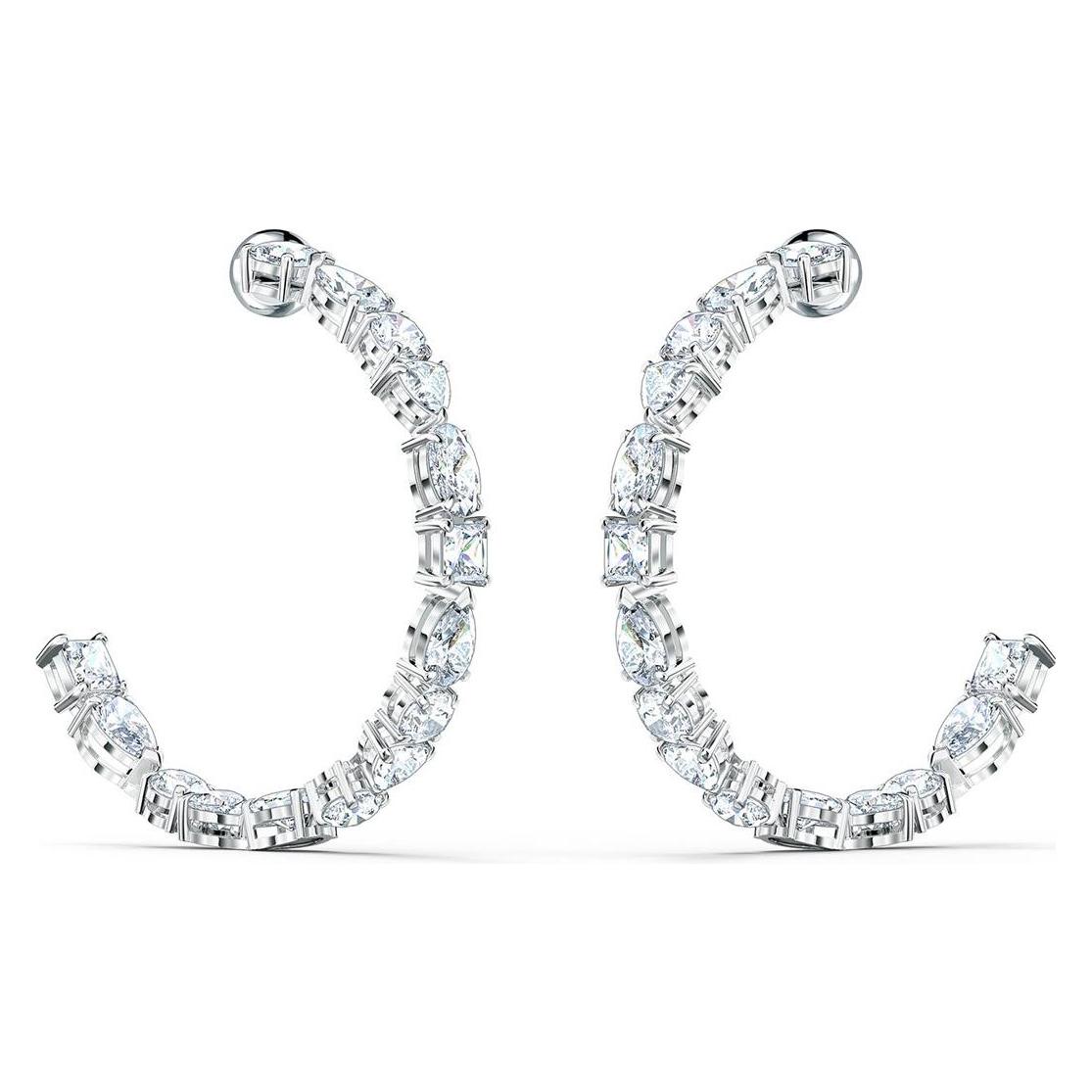 Swarovski, Oorbellen, Tennis Deluxe Gemengde Hoepel Oorbellen, (Swarovski Metaal)