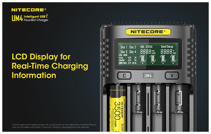 Actual product image Nitecore UM4 USB-Ladegerät (1 pcs., 14500, 16340, 18650, Chargers without battery)