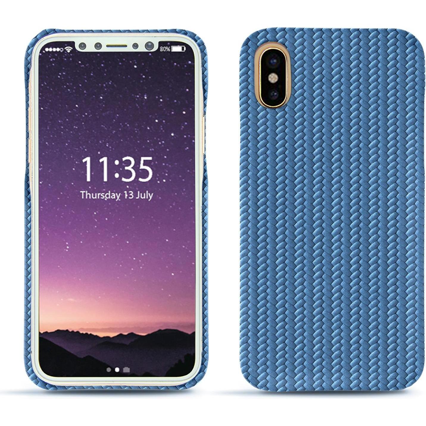 Noreve Lederschutzhülle Wallet (Apple iPhone X), Smartphone Hülle, Blau
