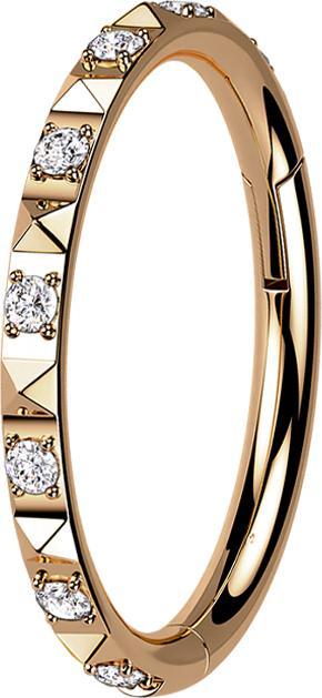 Actual product image Star Piercing Micro segment ring hinged rose gold side pyramids and crystals silver (without brass, Titanium)