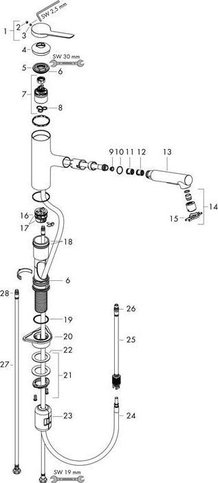Actual product image hansgrohe HG Einhebel-Spültischmischer Zesis M33 150, Ausziehbrause, 2 jet chrom