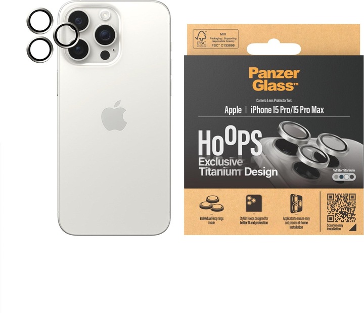 Produktbild PanzerGlass Hoops Camera Lens Protector (1 Stück, Apple iPhone 15 Pro Max, Apple iPhone 15 Pro)