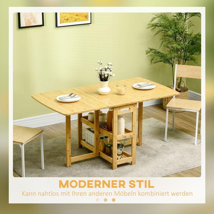 Actual product image Swisshandel24 Dining table Folding dining room table Kitchen table with storage compartments and adjustable legs (91.50 x 80 x 73.50 cm)