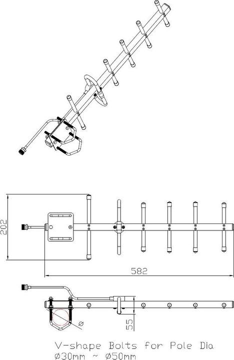 Actual product image Allnet Antenna 868MHz 10dbi Antenna (N-Female) YAGI ANT-868-10dbi-Yagi LoRA HELIUM IoT (Lora)