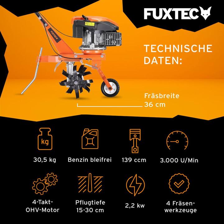 Actual product image Fuxtec FX-AF1139 Rotary tiller Tiller with 36cm width