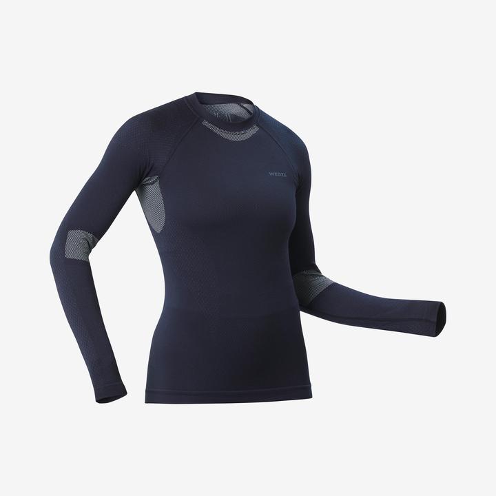 Produktbild Wedze Skiunterwäsche Funktionsshirt Damen weich nahtlos - BL500 dunkelblau/blau (XL)