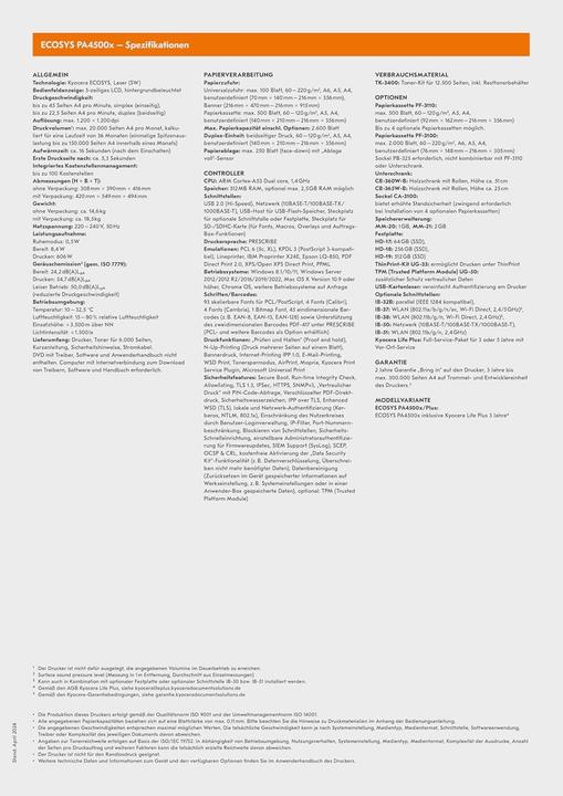 Produktbild Kyocera ECOSYS PA4500X/PLUS (Laser, Schwarz-Weiss)