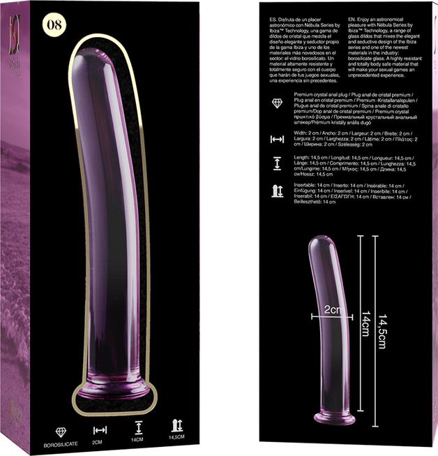 Actual product image Ibiza Nebula Series By ™ - Model 8 Dildo Borosilicate Glass 14.5 X 2 cm Pink