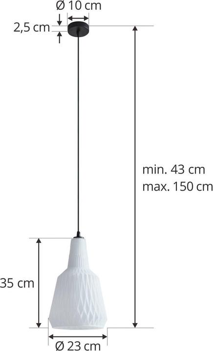 Actual product image Lindby Hängeleuchte Belarion, opal, 1-flg., Glas, Ø 23 cm (E27)