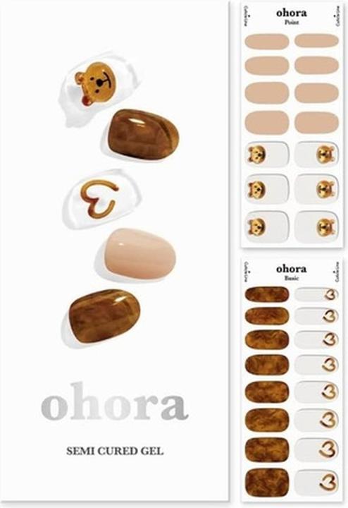 Actual product image Ohora Semi Cured Gel Nail Strips N Caramel Bear - Salon-Quality Long Lasting Easy to Apply and Remov (N Caramel bear)