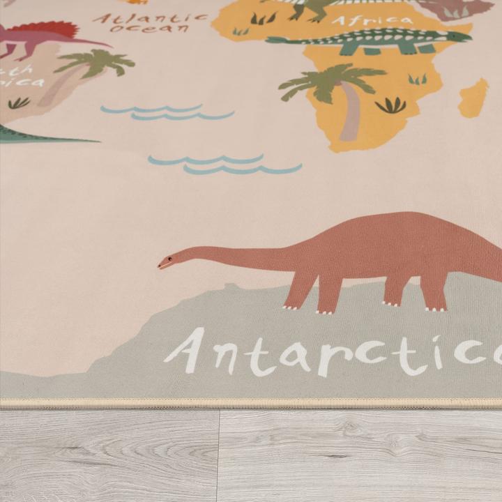 Produktbild TT Home Kinderzimmerteppich Teppich Junge Mädchen Kinderteppich Rutschfest Dinos Erde (200 x 140 cm)