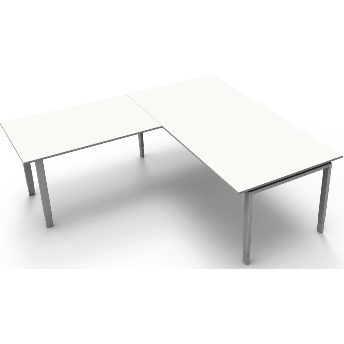 Kerkmann, Schreibtisch, Schreibtisch Form5 200 200x100x68-82cm / Anbau 120x80cm weiss
