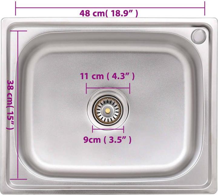 Immagine prodotto vidaXL Caterina (Lavello con sgocciolatoio, 40 cm, 75 cm)