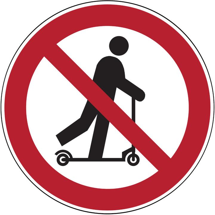Actual product image Brady PIC 631-DIA 100-B7541, scooter driving prohibited