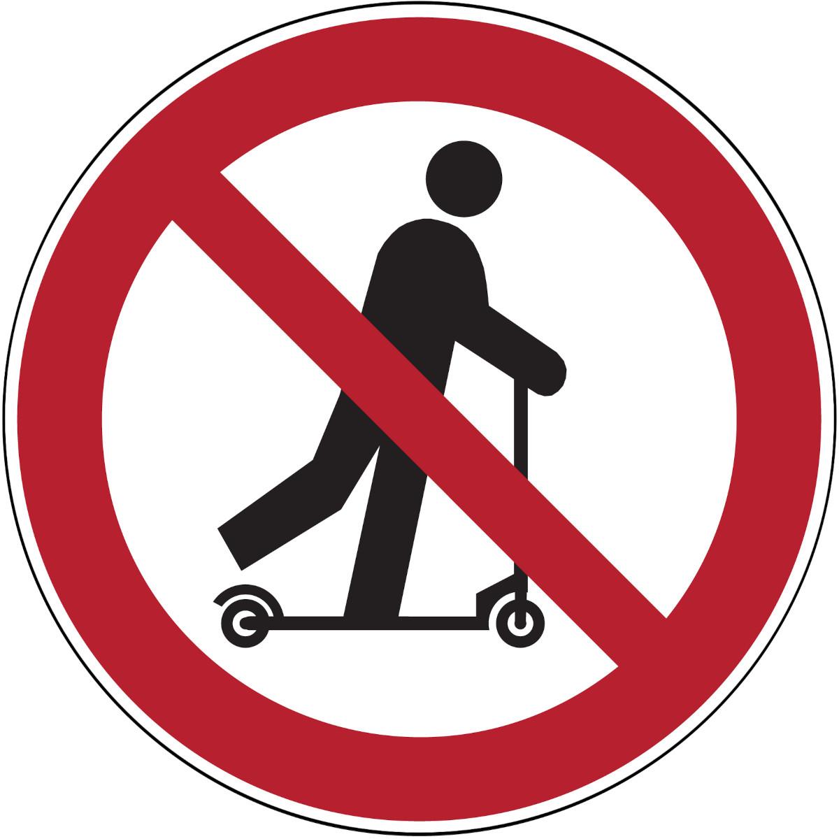 Brady, Segnaletica di sicurezza, PIC 631-DIA 100-B7541, divieto di guida di scooter