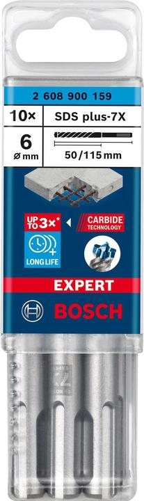 Productafbeelding Bosch Professional Zubehör Expert SDS plus-7X hamerboor, 6 x 50 x 115 mm, 10 stuks. (6 mm)