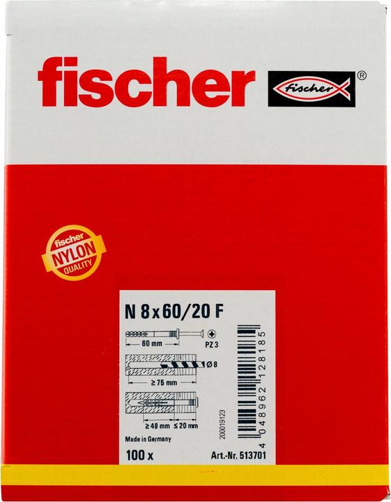 Image du produit Fischer Tampon à clouer N 8x60/20 F (100 pcs)
