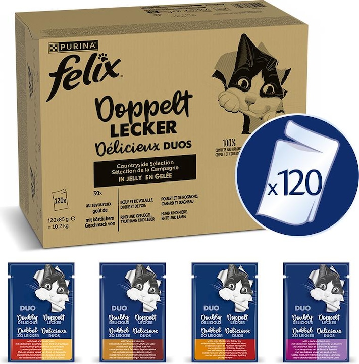 Felix Une viande doublement savoureuse (Adulte, 120 pcs, 10200 g)