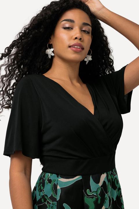 Produktbild Ulla Popken Ausbrenner-Maxikleid, A-Linie, V-Ausschnitt, Halbarm (50, 52)