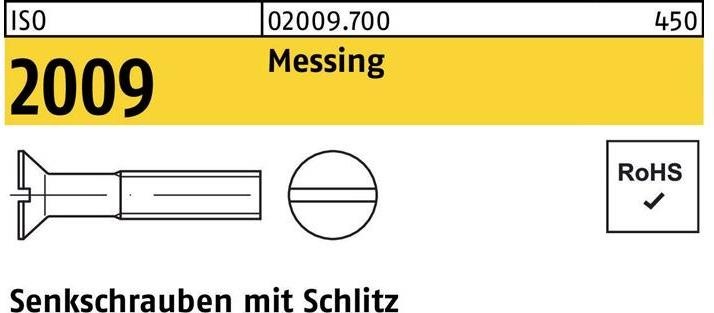 Produktbild Senkschraube ISO 2009 m.Schlitz M 8 x 25 Messing (100 Schrauben pro Stück)