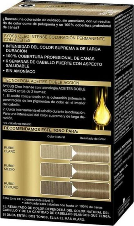 Actual product image Syoss OLIO INTENSE ink sin amoniaco #8.05-rubio beige 5 pz (Beige blonde)