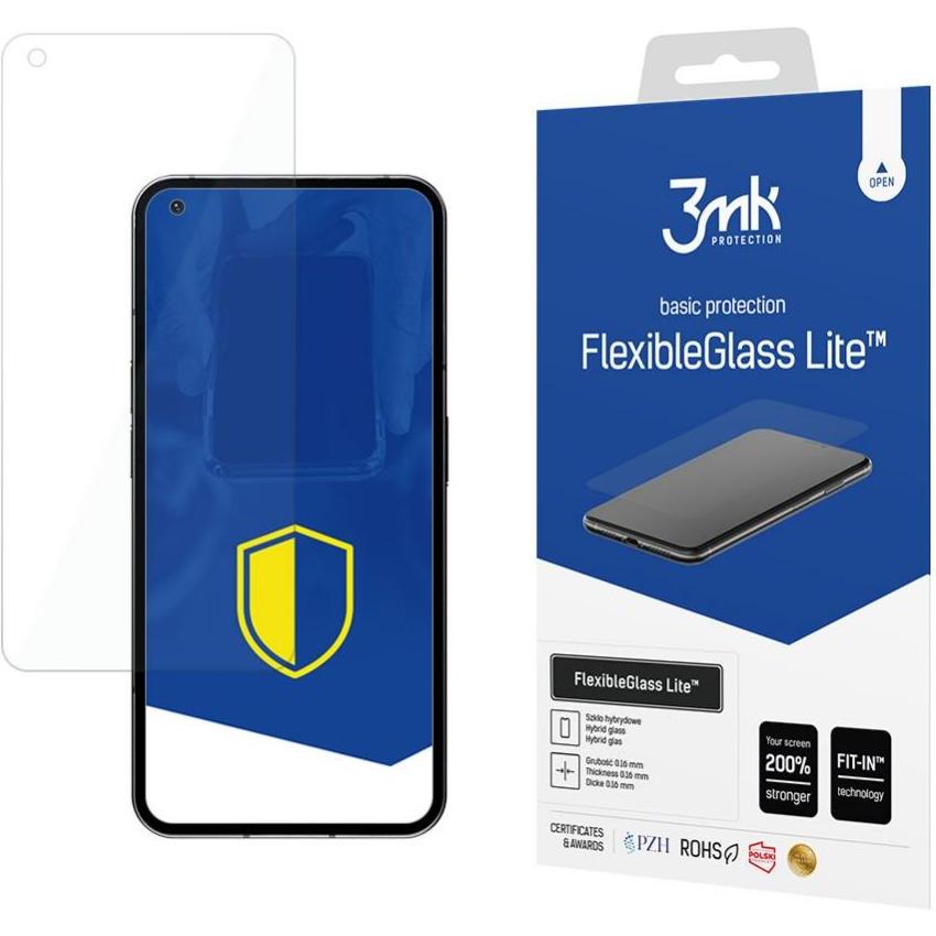 3MK FlexibleGlass Lite Display Folie (1 Stück, Nothing Phone (1)), Smartphone Schutzfolie, Transparent