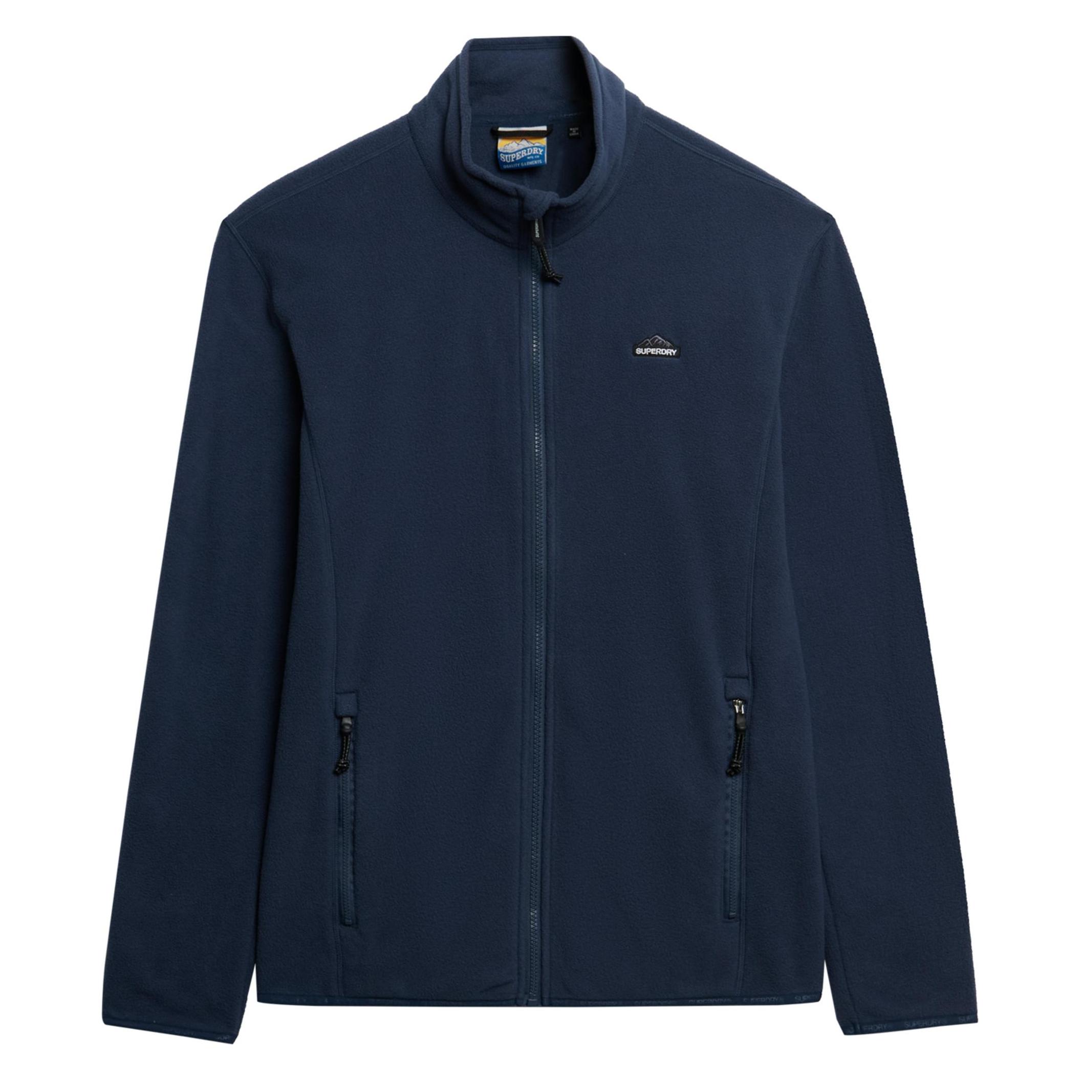 Superdry, Herren, Outdoorjacken, Polar Fleecejacke Mit Durchgehendem Reissverschluss (3XL), Blau, 3XL