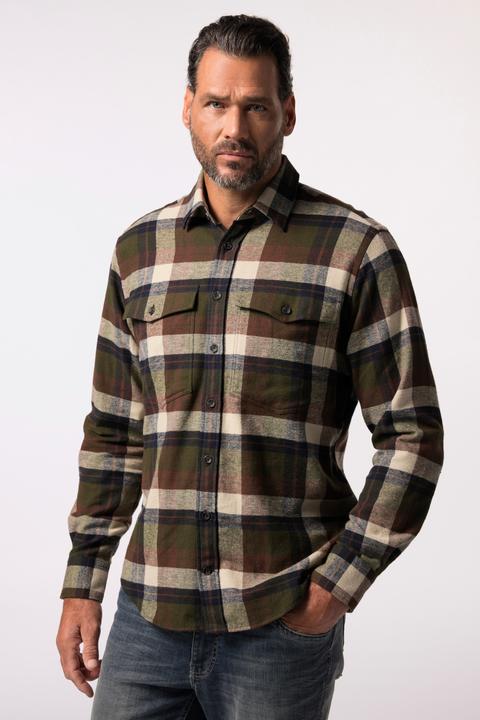 Produktbild JP1880 JP 1880 Karo-Flanellhemd, Langarm, Kentkragen, Modern Fit (7XL)