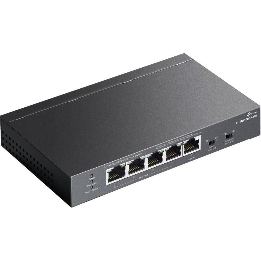 Thumbnail - TP-Link TL-SG1005P-PD (5 Ports), Netzwerk Switch, Schwarz