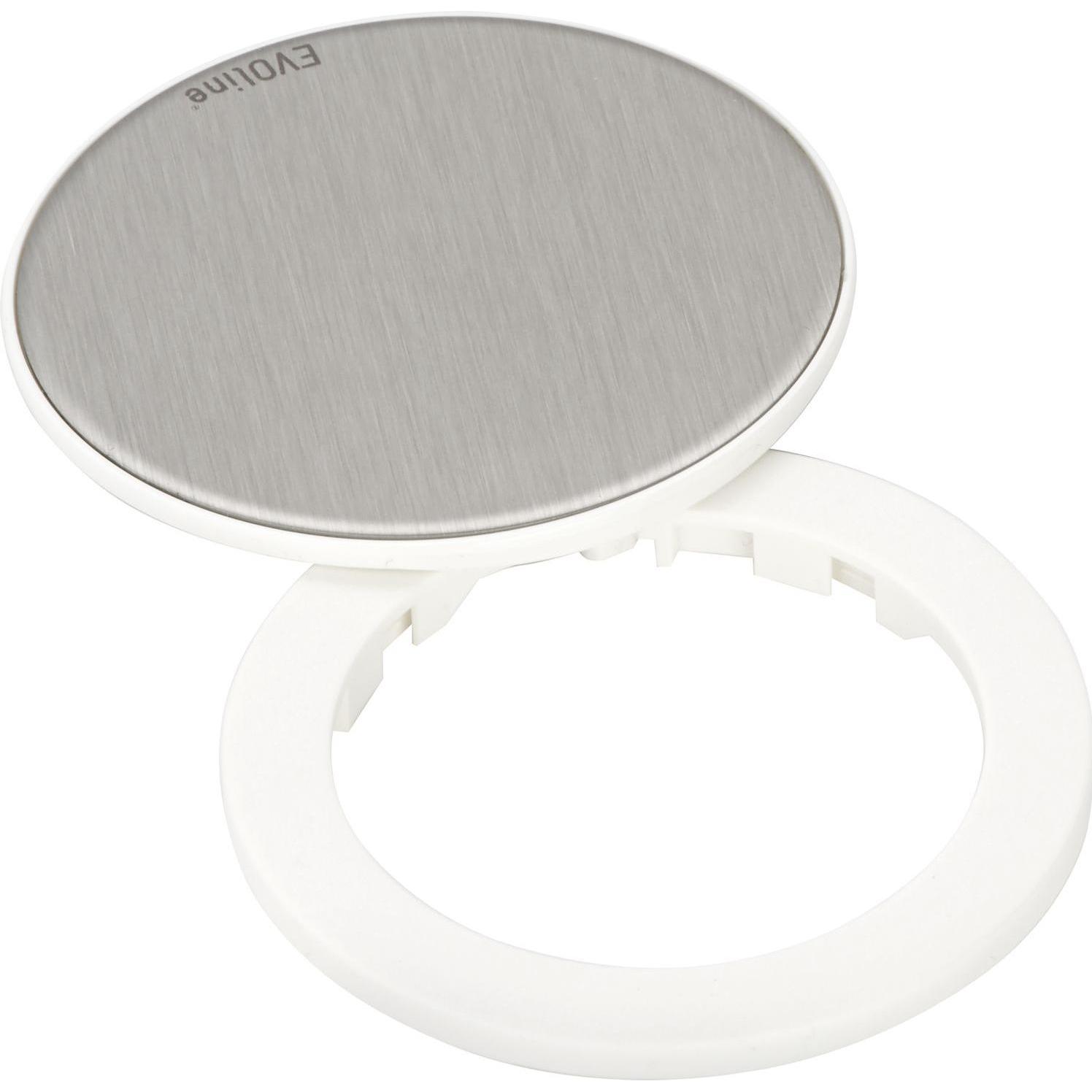 Evoline, Zubehör Schalterprogramm, One Abdeckring Abdeckkappe mit Drehdeckel ø 59 mm aus Edelstahl weiss