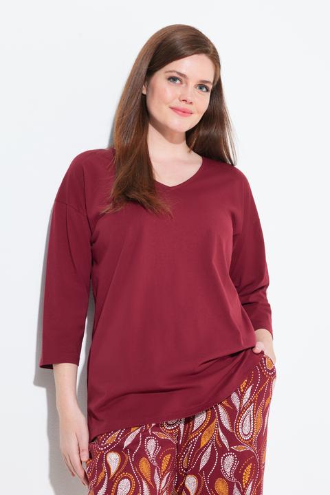 Produktbild Ulla Popken Pyjamashirt, V-Ausschnitt, 3/4-Arm (42, 44)