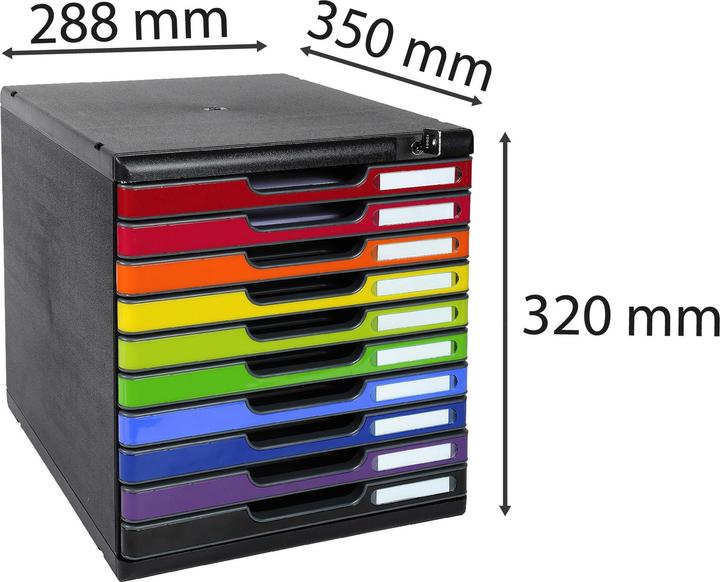Actual product image Exacompta Drawer box MODULO, size A4+, 10 lockable drawers, closed, recessed grip & label... (A4+)