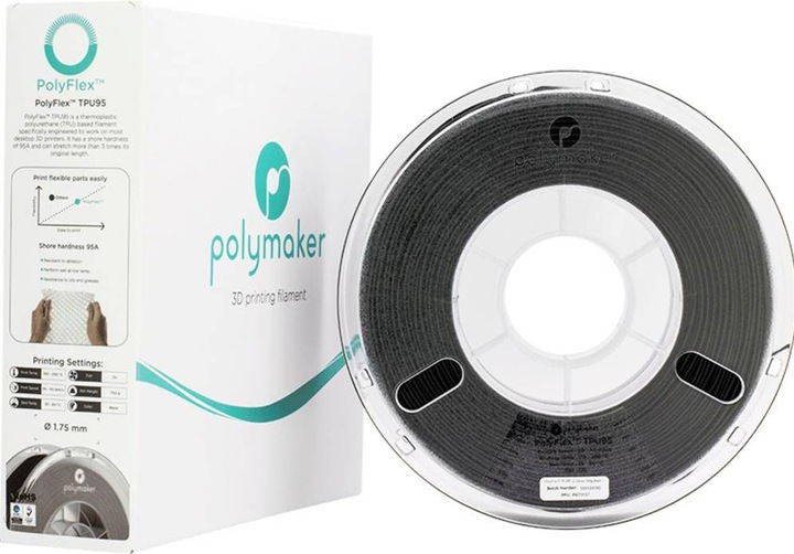 Actual product image Polymaker PolyFlex TPU95 V2 - Black - 1.75mm (TPU, 1.75 mm, 750 g, Black)