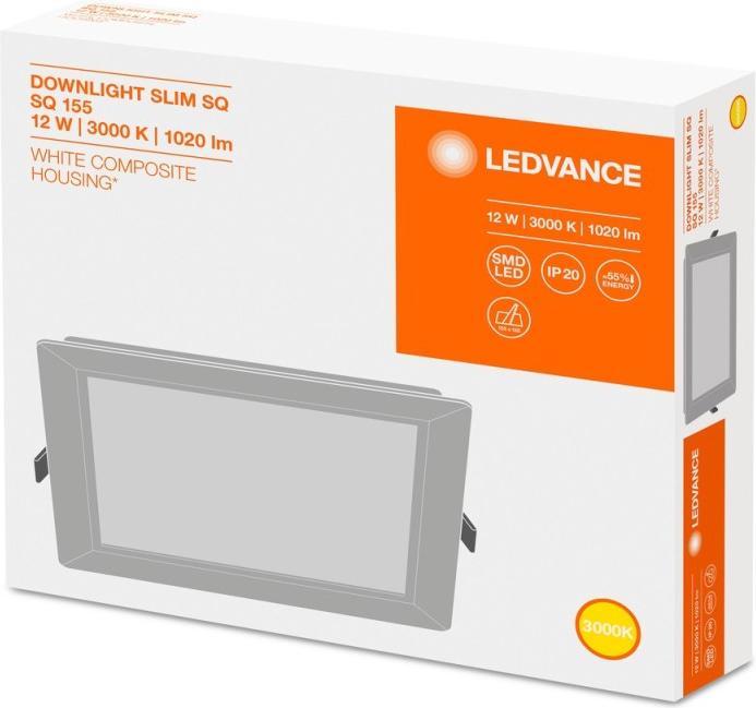 Produktbild Ledvance LED Downlight Einbauleuchte flach Downlight Slim square 155 12W/3000K WT 12W 3000K 1020lm 30000h... (1020 lm)