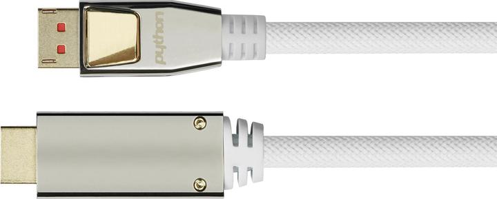 Actual product image Python PYT M0221 DP 1.4 to HDMI 2.0 A plug, nylon, 4K@60Hz, 1 m, white (1 m, DisplayPort)