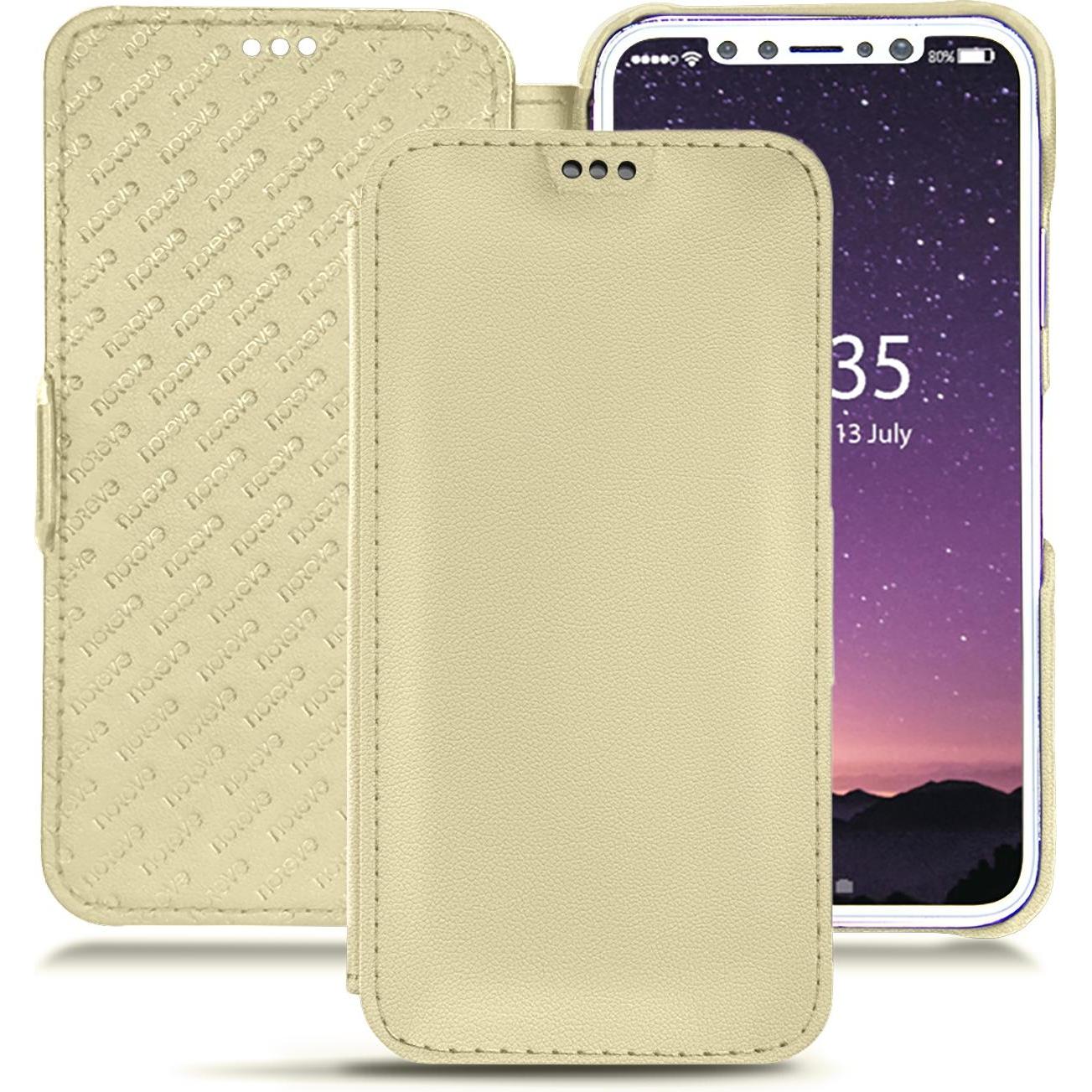 Thumbnail - Noreve Lederschutzhülle horizontal (Apple iPhone X), Smartphone Hülle, Beige