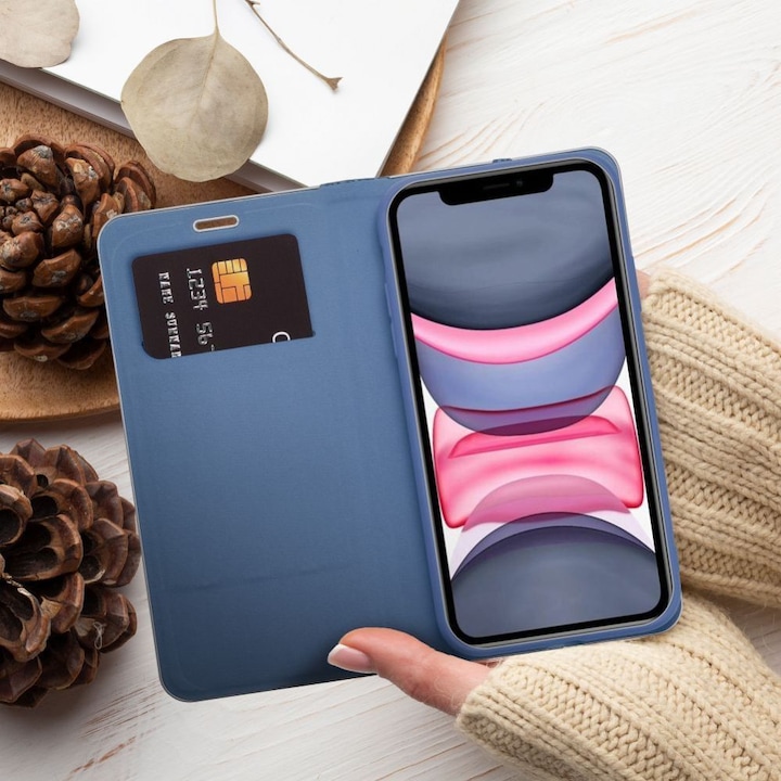 Produktbild OEM Book case LUNA Book Carbon for IPHONE 15 Pro Max blue (Apple iPhone 15 Pro Max)