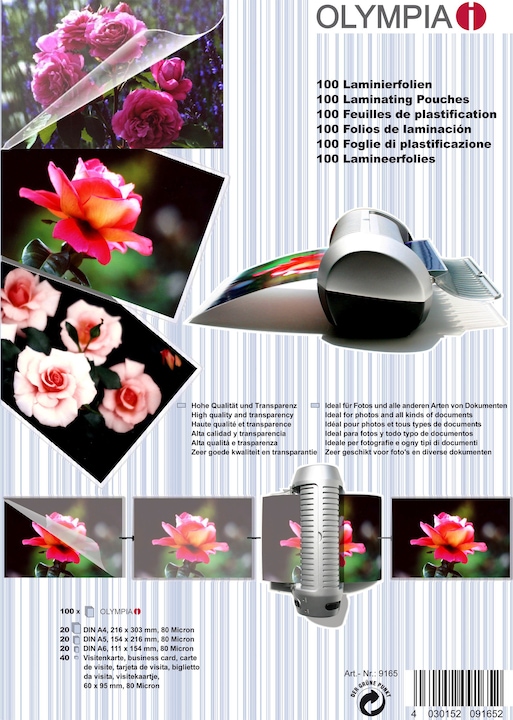 Actual product image Olympia Laminating foils - Set (A4, A5, A6, 100 Piece, 80 µm)