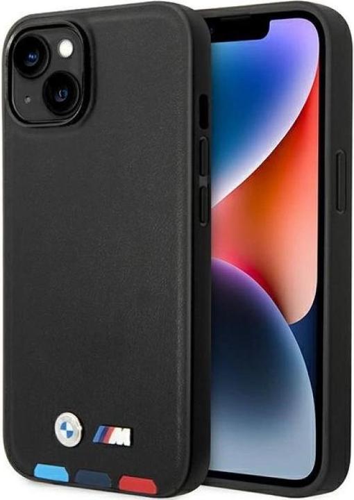 Produktbild BMW Etui BMHCP14M22PTDK iPhone 14 Plus 6,7" czarny/black Leather Stamp Tricolor (Apple iPhone 14 Plus)