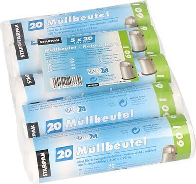 Produktbild Papstar Mlleimerbeutel HDPE, 60 Liter, weiá (100x, 60 l)