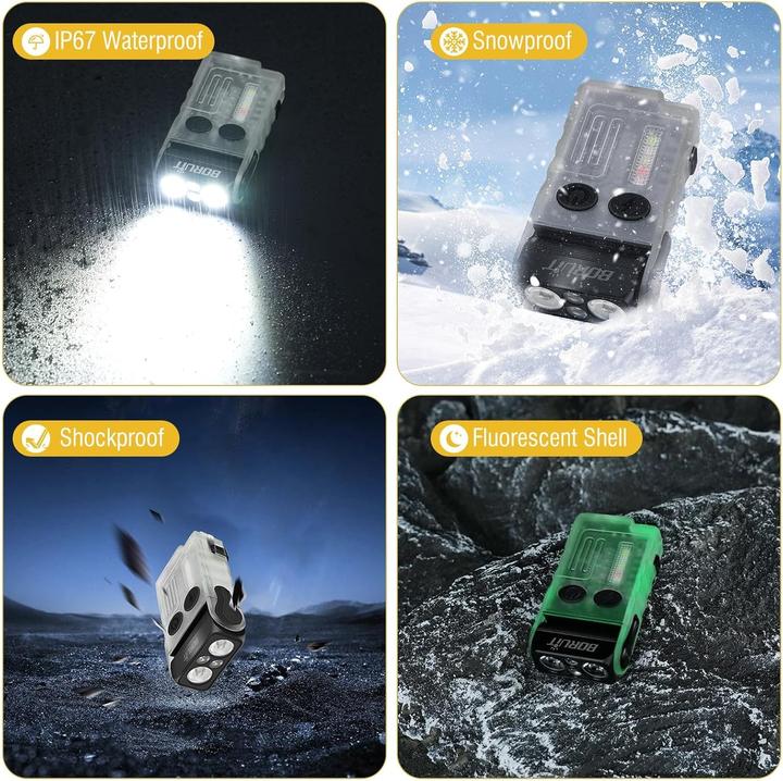 Immagine prodotto Boruit V20 mini torcia -180° rotante - 13 modalità - 1000 lumen (bianco)