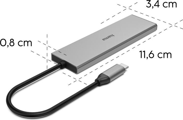 Produktbild Hama USB-C-Hub, 4 Ports, 2x USB-A, 2x USB-C, USB 3.2 Gen2, 10 Gbit/s, PD, Alu (USB-C, 4 Ports)