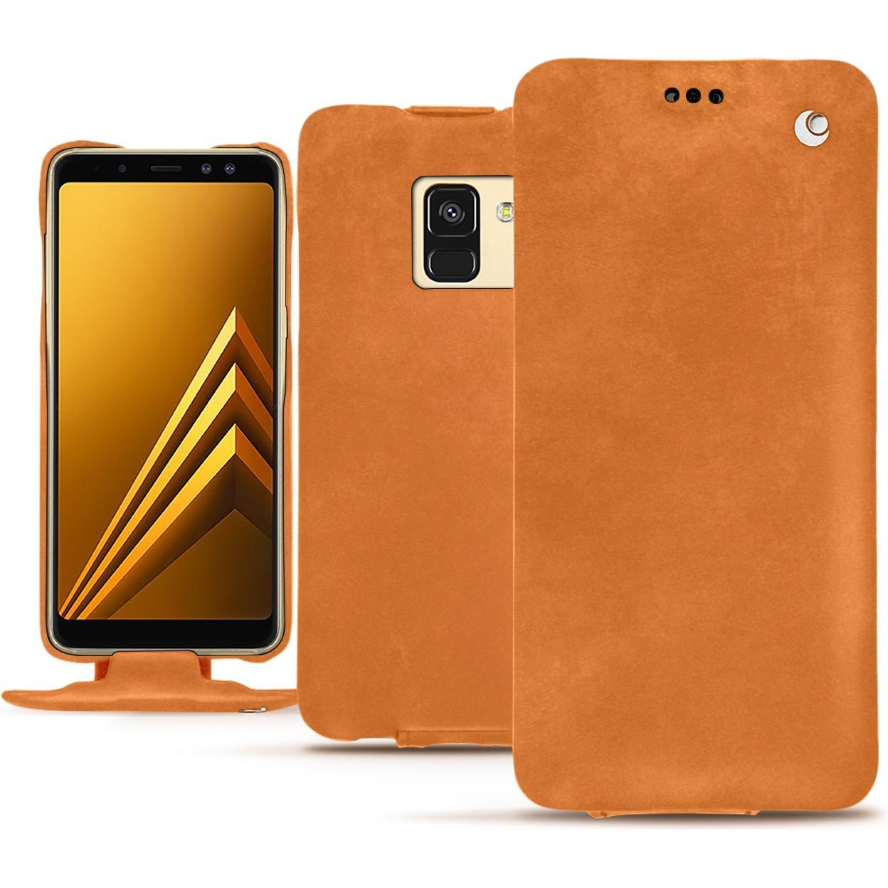 Noreve Lederschutzhülle vertikal (Samsung Galaxy A8 (2018)), Smartphone Hülle, Orange